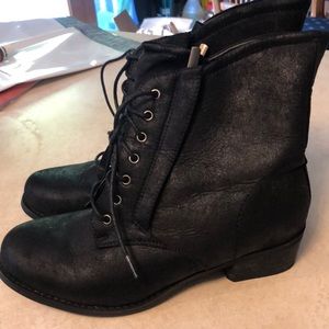 Black faux suede boots